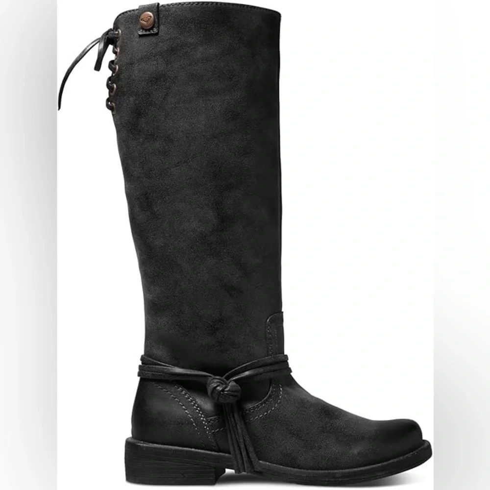 Roxy Women's Rider Motorcycle Distressed Tall Boots Black Shoes 8 - Picture 4 of 15